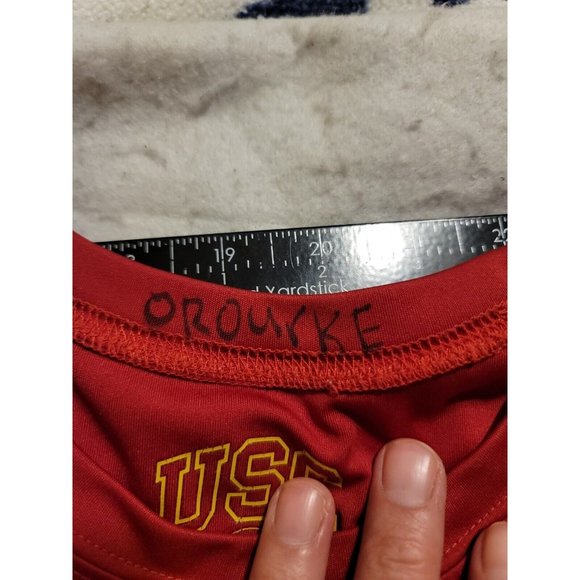 USC University of Southern California Size L Red Gray Athletic T-Shirt READ - Picture 4 of 5